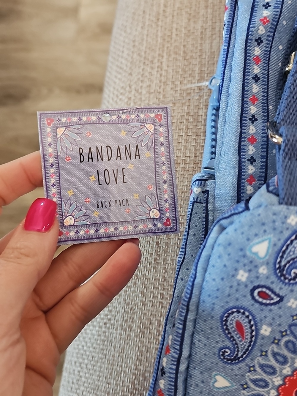 Brighton Light Blue Embroidered 'LOVE BRIGHTON' Backpack - Picture 3 of 3